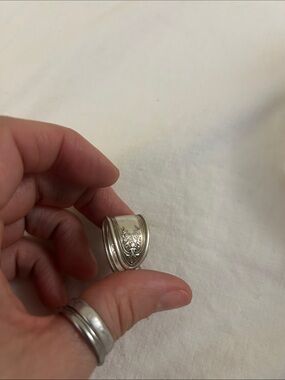 Silver Plated Floral Spoon Ring -